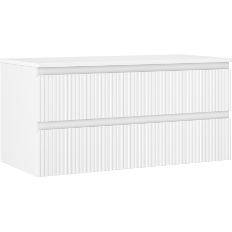 Mexen Rivel Badezimmerunterschrank 100 cm mit Arbeitsplatte, 2 Schubladen, geriffelt, weiß matt - 91A20-10047-2-BFFC01