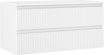Mexen Rivel Badezimmerunterschrank 100 cm mit Arbeitsplatte, 2 Schubladen, geriffelt, weiß matt - 91A20-10047-2-BFFC01