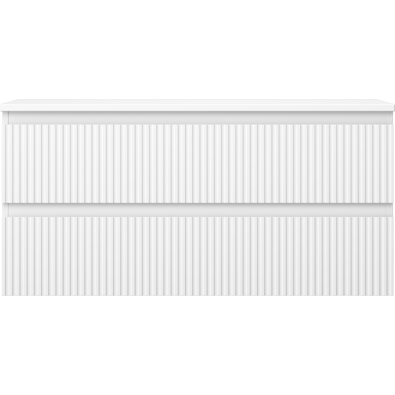 Mexen Rivel Badezimmerunterschrank 100 cm mit Arbeitsplatte, 2 Schubladen, geriffelt, weiß matt - 91A20-10047-2-BFFC01