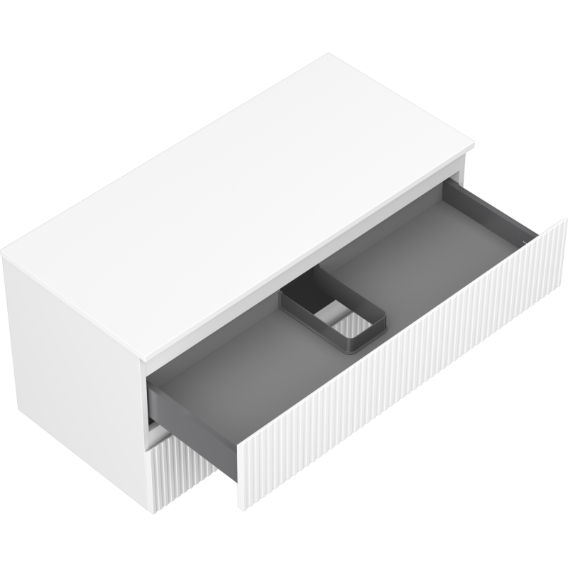 Mexen Rivel Badezimmerunterschrank 100 cm mit Arbeitsplatte, 2 Schubladen, geriffelt, weiß matt - 91A20-10047-2-BFFC01