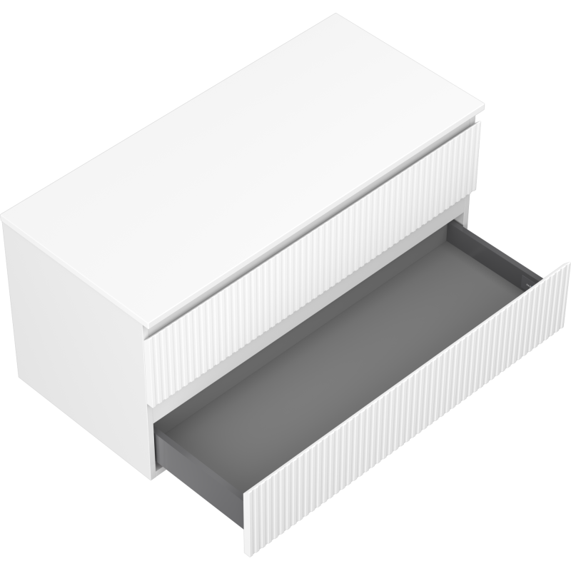 Mexen Rivel Badezimmerunterschrank 100 cm mit Arbeitsplatte, 2 Schubladen, geriffelt, weiß matt - 91A20-10047-2-BFFC01