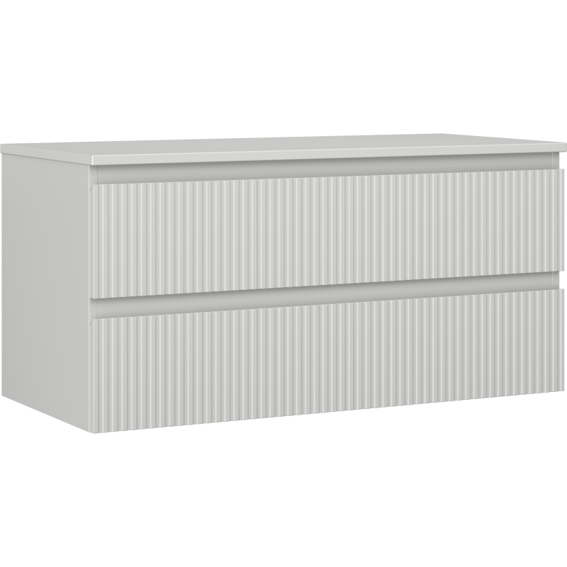 Mexen Rivel Badezimmer-Unterschrank 100 cm mit Platte, 2 Schubladen, gerillt, grau matt - 91A20-10047-2-BFFC62