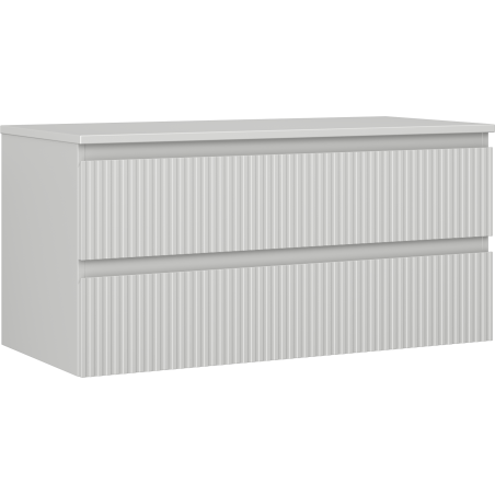 Mexen Rivel Badezimmer-Unterschrank 100 cm mit Platte, 2 Schubladen, gerillt, grau matt - 91A20-10047-2-BFFC62