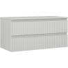 Mexen Rivel Badezimmer-Unterschrank 100 cm mit Platte, 2 Schubladen, gerillt, grau matt - 91A20-10047-2-BFFC62
