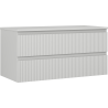 Mexen Rivel Badezimmerschrank unter dem Waschbecken 100 cm mit Arbeitsplatte, 2 Schubladen, geriffelt, grau matt