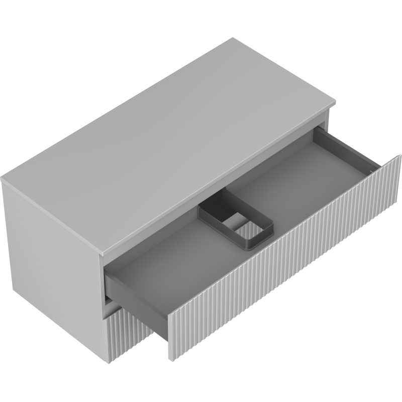 Mexen Rivel Badezimmer-Unterschrank 100 cm mit Platte, 2 Schubladen, gerillt, grau matt - 91A20-10047-2-BFFC62