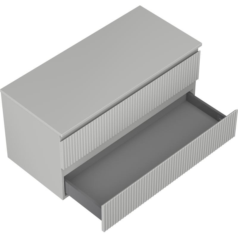 Mexen Rivel Badezimmer-Unterschrank 100 cm mit Platte, 2 Schubladen, gerillt, grau matt - 91A20-10047-2-BFFC62