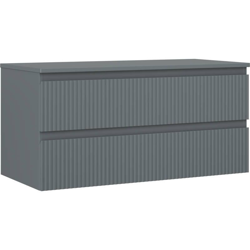 Mexen Rivel Badezimmerschrank 100 cm mit Waschbeckenunterschrank, 2 Schubladen, geriffelt, Graphit matt - 91A20-10047-2-BFFC66