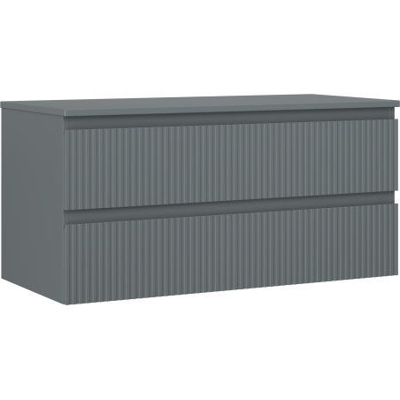 Mexen Rivel Badezimmerschrank 100 cm mit Waschbeckenunterschrank, 2 Schubladen, geriffelt, Graphit matt - 91A20-10047-2-BFFC66