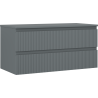 Mexen Rivel Badezimmerschrank 100 cm mit Waschbeckenunterschrank, 2 Schubladen, geriffelt, Graphit matt - 91A20-10047-2-BFFC66
