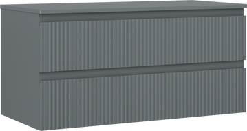 Mexen Rivel Badezimmerschrank 100 cm mit Waschbeckenunterschrank, 2 Schubladen, geriffelt, Graphit matt - 91A20-10047-2-BFFC66