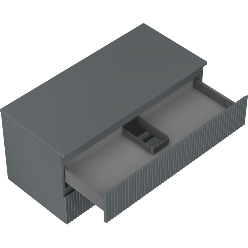 Mexen Rivel Badezimmerschrank 100 cm mit Waschbeckenunterschrank, 2 Schubladen, geriffelt, Graphit matt - 91A20-10047-2-BFFC66