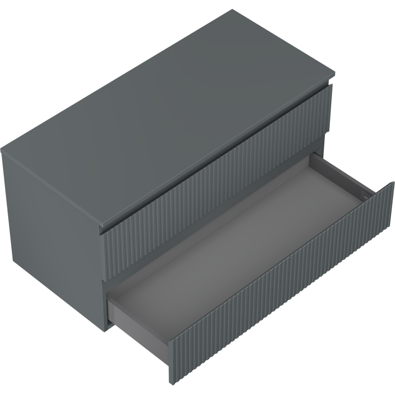 Mexen Rivel Badezimmerschrank 100 cm mit Waschbeckenunterschrank, 2 Schubladen, geriffelt, Graphit matt - 91A20-10047-2-BFFC66