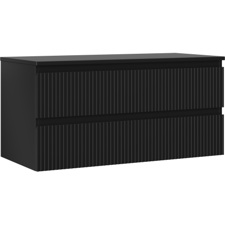Mexen Rivel Badezimmerschrank 100 cm mit Ablage, 2 Schubladen, geriffelt, schwarz matt - 91A20-10047-2-BFFC71
