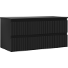 Mexen Rivel Badezimmerschrank 100 cm mit Ablage, 2 Schubladen, geriffelt, schwarz matt - 91A20-10047-2-BFFC71