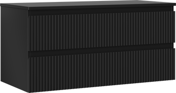 Mexen Rivel Badezimmerschrank 100 cm mit Ablage, 2 Schubladen, geriffelt, schwarz matt - 91A20-10047-2-BFFC71
