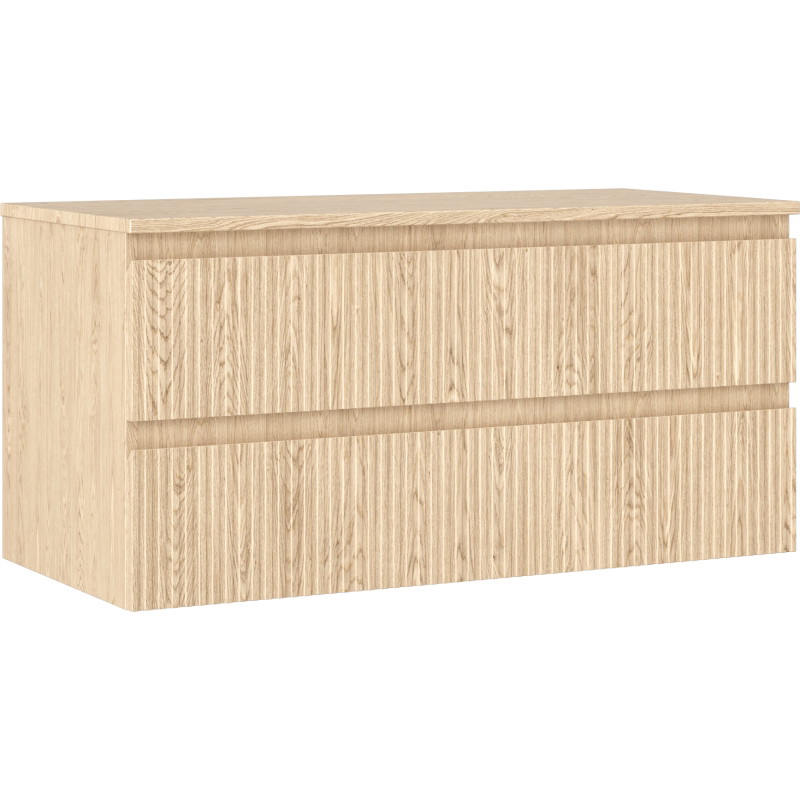 Mexen Rivel Badezimmerunterschrank 100 cm mit Arbeitsplatte, 2 Schubladen, gerillt, Eiche - 91A20-10047-2-BFFC81