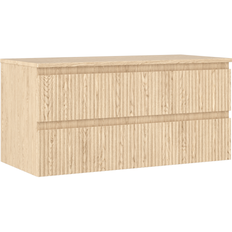 Mexen Rivel Badezimmerschrank unter Waschbecken 100 cm mit Arbeitsplatte, 2 Schubladen, gerillt, Eiche - 91A20-10047-2-BFFC81