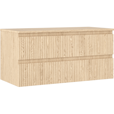 Mexen Rivel Badezimmerunterschrank 100 cm mit Arbeitsplatte, 2 Schubladen, gerillt, Eiche - 91A20-10047-2-BFFC81