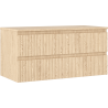 Mexen Rivel Badezimmerschrank unter Waschbecken 100 cm mit Arbeitsplatte, 2 Schubladen, gerillt, Eiche - 91A20-10047-2-BFFC81