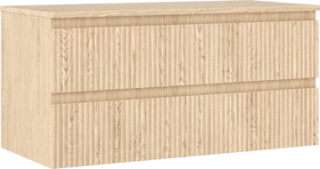 Mexen Rivel Badezimmerschrank unter Waschbecken 100 cm mit Arbeitsplatte, 2 Schubladen, gerillt, Eiche - 91A20-10047-2-BFFC81