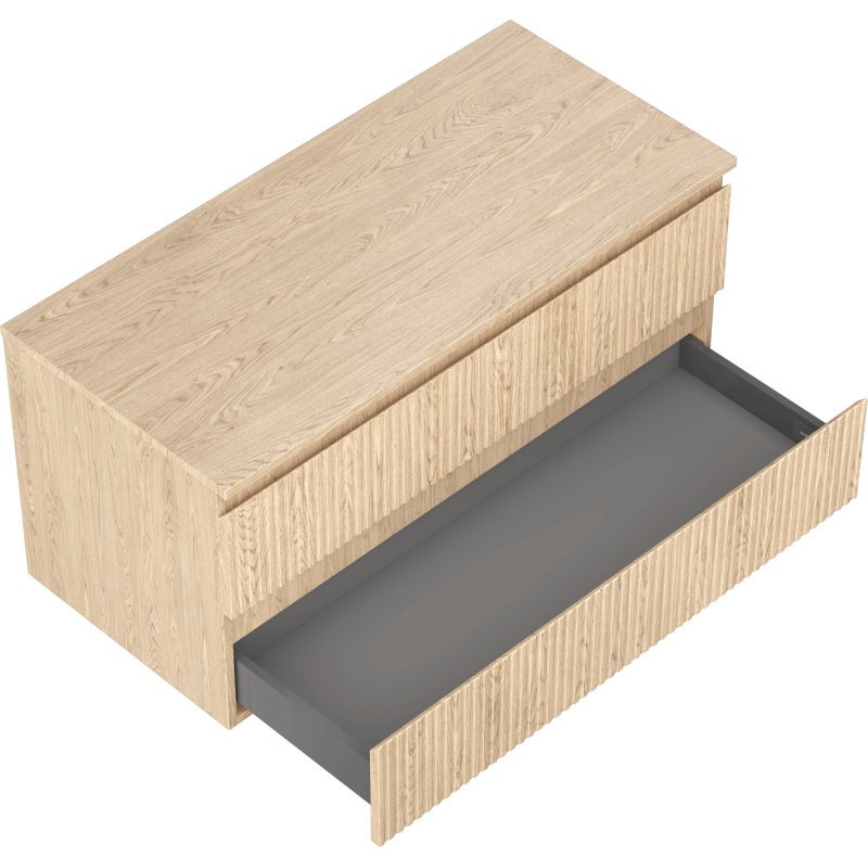Mexen Rivel Badezimmerschrank unter Waschbecken 100 cm mit Arbeitsplatte, 2 Schubladen, gerillt, Eiche - 91A20-10047-2-BFFC81