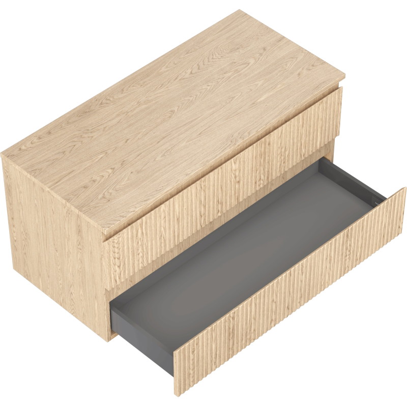 Mexen Rivel Badezimmerunterschrank 100 cm mit Arbeitsplatte, 2 Schubladen, gerillt, Eiche - 91A20-10047-2-BFFC81