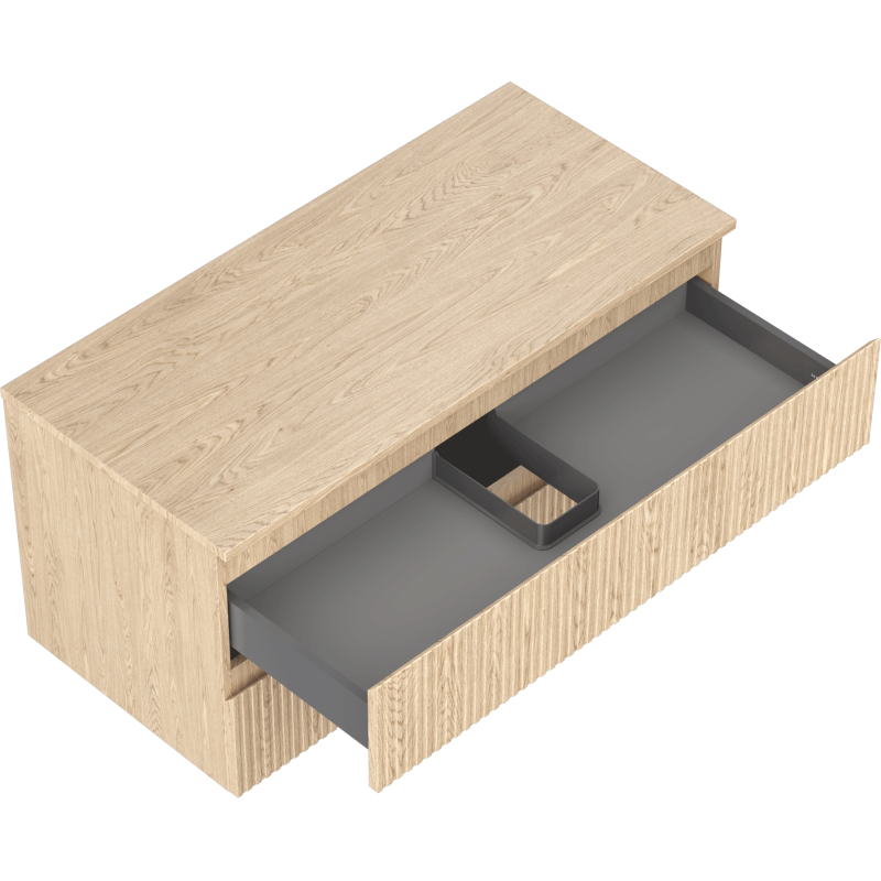 Mexen Rivel Badezimmerschrank unter Waschbecken 100 cm mit Arbeitsplatte, 2 Schubladen, gerillt, Eiche - 91A20-10047-2-BFFC81