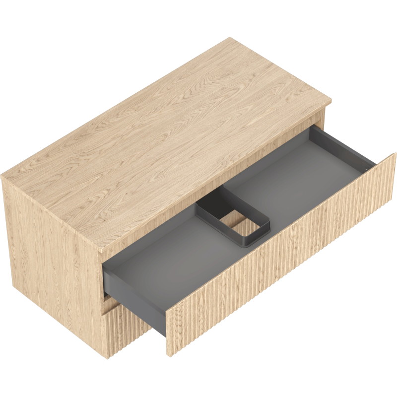 Mexen Rivel Badezimmerunterschrank 100 cm mit Arbeitsplatte, 2 Schubladen, gerillt, Eiche - 91A20-10047-2-BFFC81