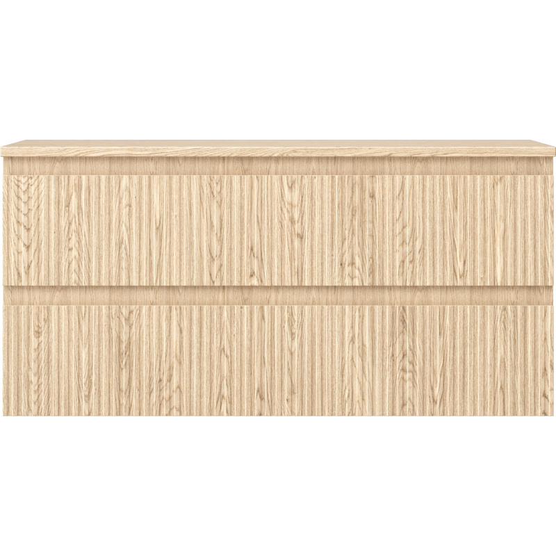 Mexen Rivel Badezimmerschrank unter Waschbecken 100 cm mit Arbeitsplatte, 2 Schubladen, gerillt, Eiche - 91A20-10047-2-BFFC81
