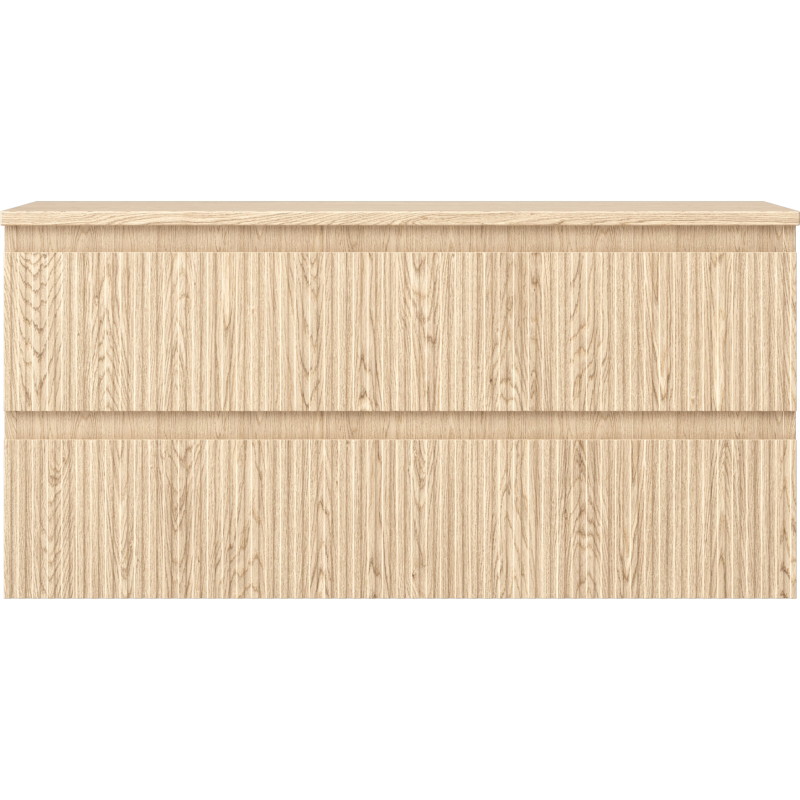Mexen Rivel Badezimmerunterschrank 100 cm mit Arbeitsplatte, 2 Schubladen, gerillt, Eiche - 91A20-10047-2-BFFC81