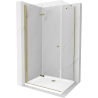 Mexen Lima faltbare Duschkabine 100 x 80 cm, transparent, gold + Flat-Duschwanne - 856-100-080-50-00-4010