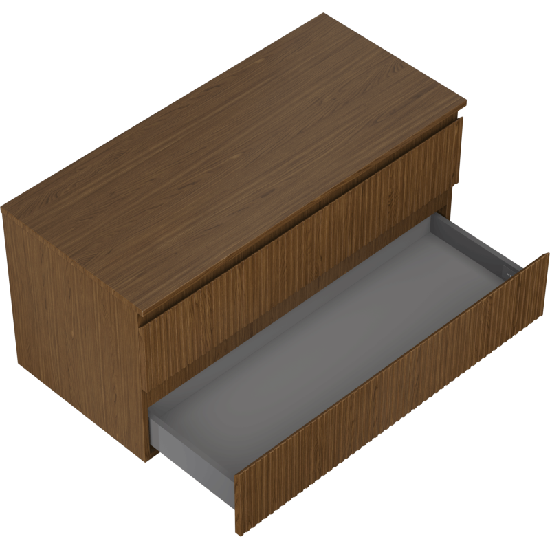 Mexen Rivel Badezimmerschrank 100 cm mit Arbeitsplatte, 2 Schubladen, gerillt, Nussbaum - 91A20-10047-2-BFFC86