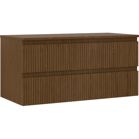 Mexen Rivel Badezimmerschrank 100 cm mit Arbeitsplatte, 2 Schubladen, gerillt, Nussbaum - 91A20-10047-2-BFFC86