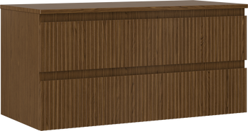 Mexen Rivel Badezimmerschrank 100 cm mit Arbeitsplatte, 2 Schubladen, gerillt, Nussbaum - 91A20-10047-2-BFFC86