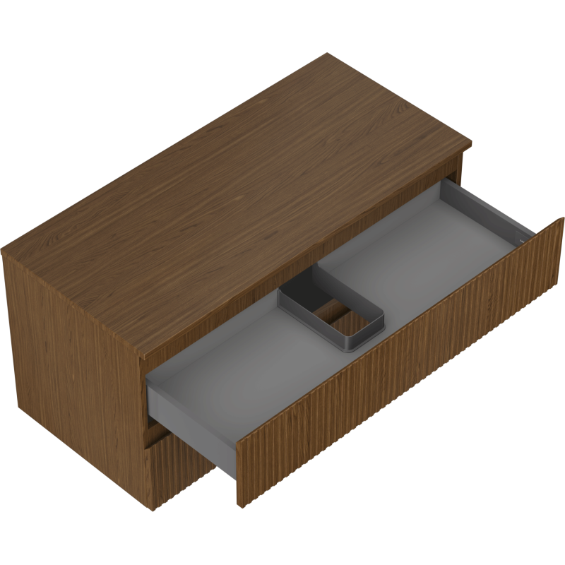 Mexen Rivel Badezimmerschrank 100 cm mit Arbeitsplatte, 2 Schubladen, gerillt, Nussbaum - 91A20-10047-2-BFFC86