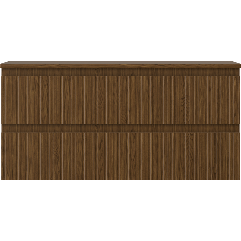 Mexen Rivel Badezimmerschrank 100 cm mit Arbeitsplatte, 2 Schubladen, gerillt, Nussbaum - 91A20-10047-2-BFFC86