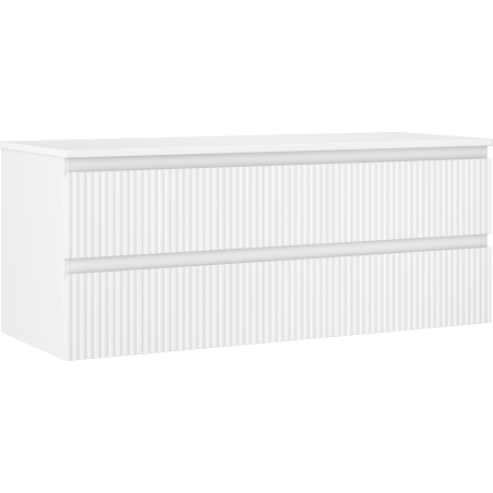 Mexen Rivel Badezimmerschrank unter dem Waschbecken 120 cm mit Arbeitsplatte, 2 Schubladen, geriffelt, mattweiß