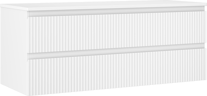 Mexen Rivel Badezimmerschrank unter dem Waschbecken 120 cm mit Arbeitsplatte, 2 Schubladen, geriffelt, mattweiß