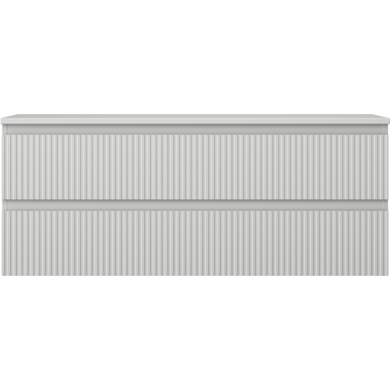 Mexen Rivel Badezimmerunterschrank 120 cm mit Platte, 2 Schubladen, gerillt, grau matt - 91A20-12047-2-BFFC62
