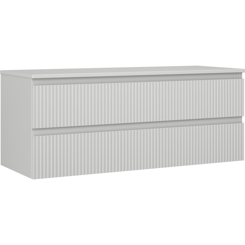 Mexen Rivel Badezimmerschrank 120 cm mit Waschtischplatte, 2 Schubladen, geriffelt, grau matt - 91A20-12047-2-BFFC62