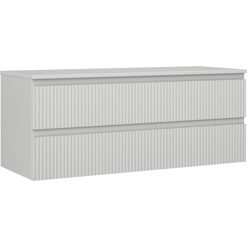 Mexen Rivel Badezimmerunterschrank 120 cm mit Platte, 2 Schubladen, gerillt, grau matt - 91A20-12047-2-BFFC62