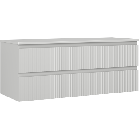 Mexen Rivel Badezimmerschrank 120 cm mit Waschtischplatte, 2 Schubladen, geriffelt, grau matt - 91A20-12047-2-BFFC62