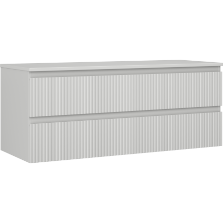 Mexen Rivel Badezimmerunterschrank 120 cm mit Platte, 2 Schubladen, gerillt, grau matt - 91A20-12047-2-BFFC62