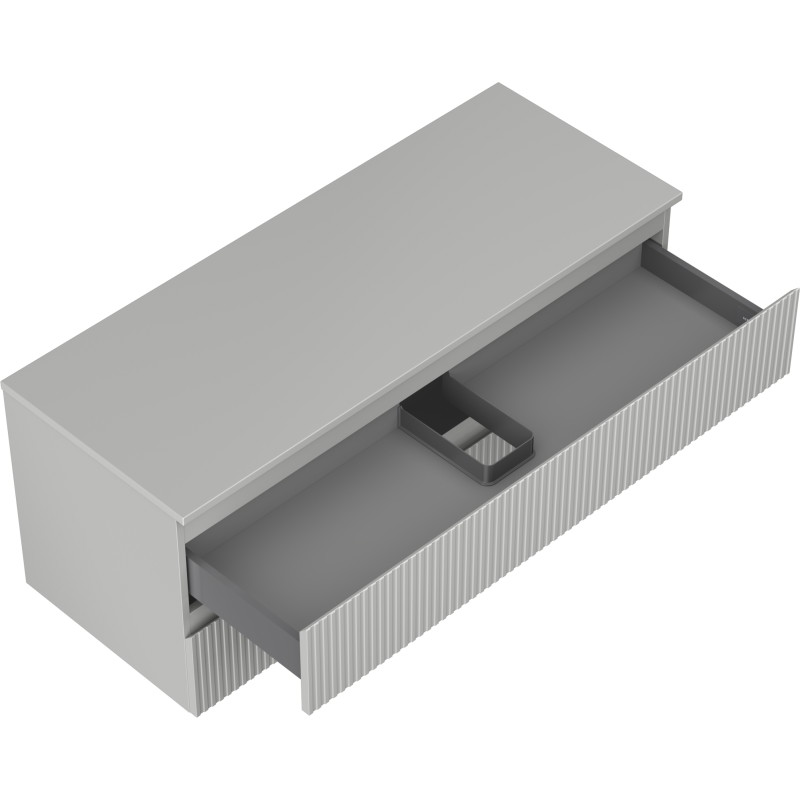 Mexen Rivel Badezimmerschrank 120 cm mit Waschtischplatte, 2 Schubladen, geriffelt, grau matt - 91A20-12047-2-BFFC62