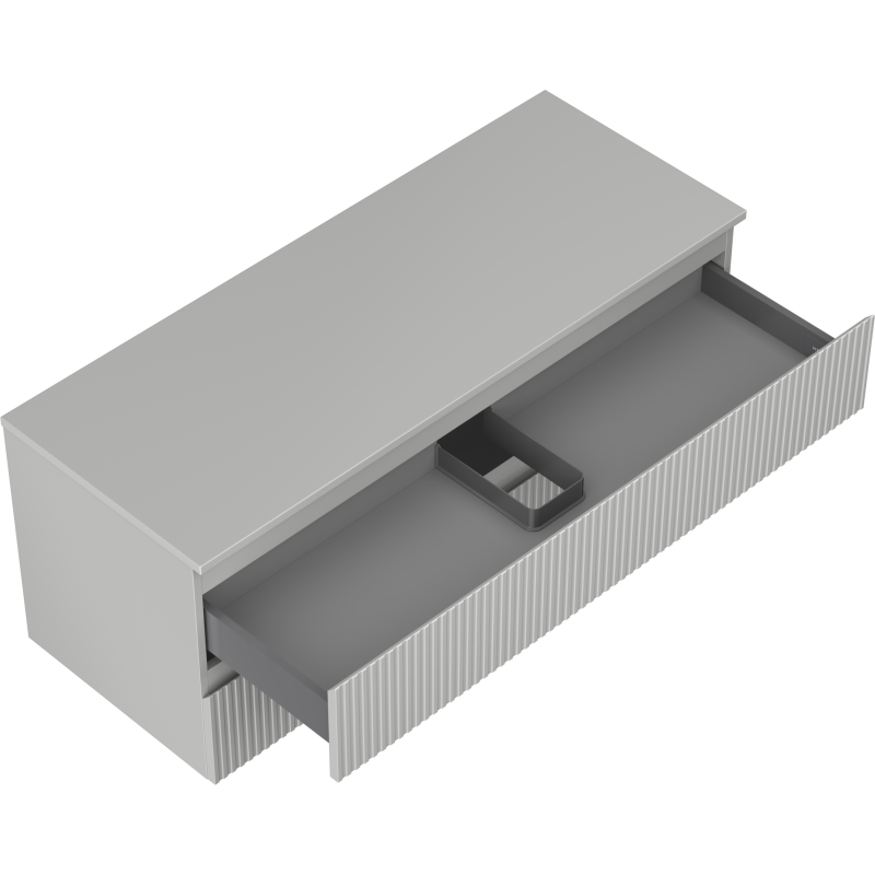 Mexen Rivel Badezimmerunterschrank 120 cm mit Platte, 2 Schubladen, gerillt, grau matt - 91A20-12047-2-BFFC62