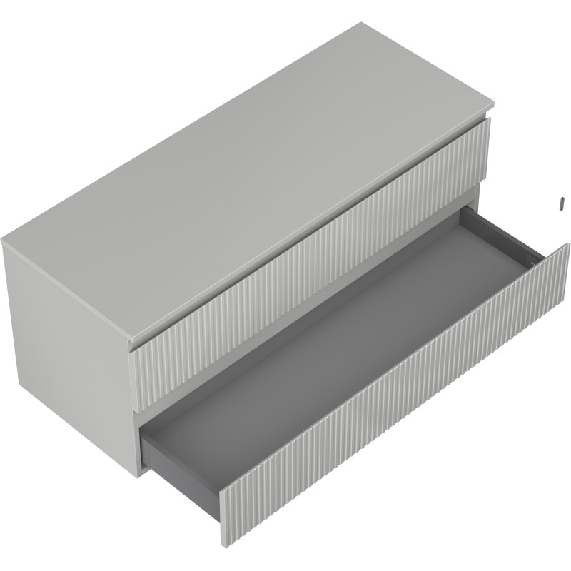 Mexen Rivel Badezimmerschrank 120 cm mit Waschtischplatte, 2 Schubladen, geriffelt, grau matt - 91A20-12047-2-BFFC62