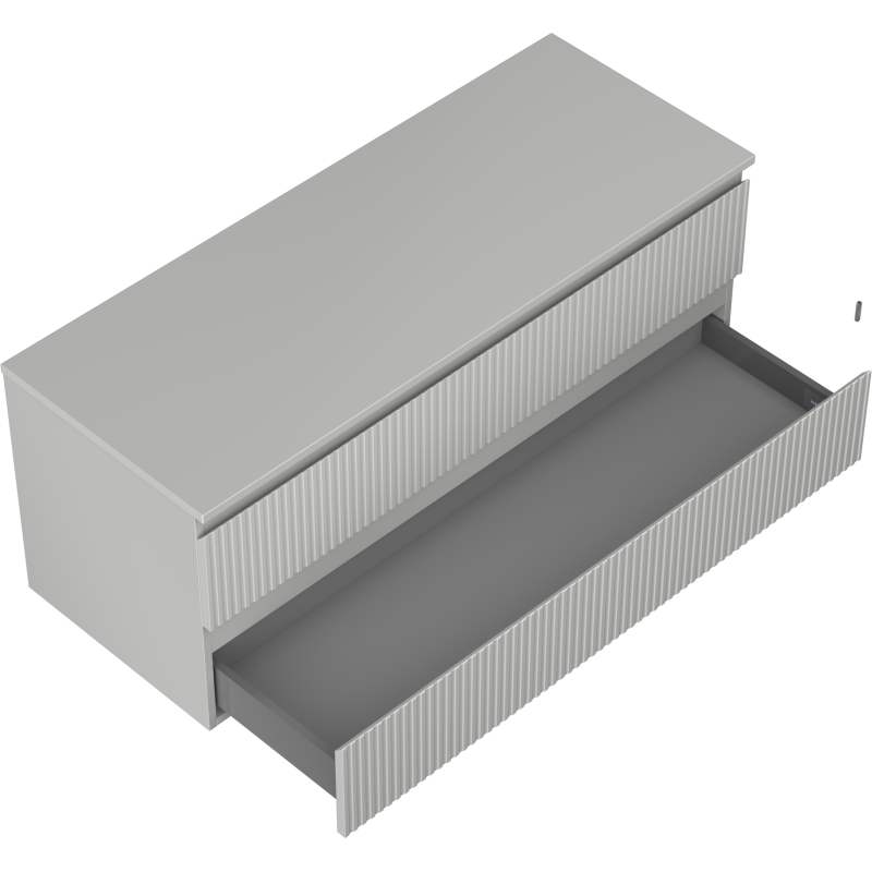 Mexen Rivel Badezimmerunterschrank 120 cm mit Platte, 2 Schubladen, gerillt, grau matt - 91A20-12047-2-BFFC62