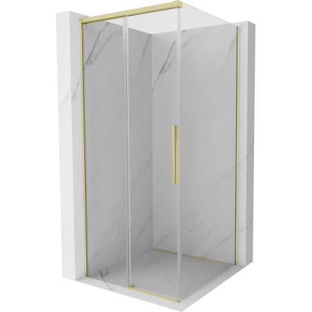 Mexen Rox Duschkabine Schiebetür 90 x 90 cm, transparent, gebürstetes Gold - 8C2-090-090-55-00