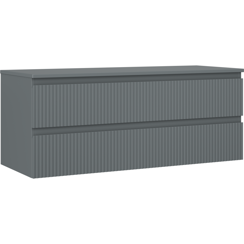Mexen Rivel Badezimmerschrank unter dem Waschbecken 120 cm mit Arbeitsplatte, 2 Schubladen, gerillt, Graphit Matt